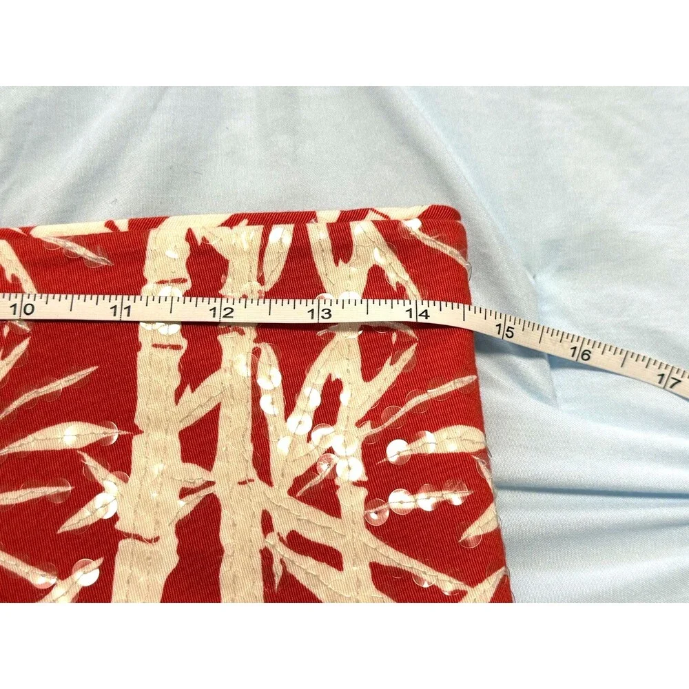 Michael Kors Size 2 Skirt Sequins Orange White Bamboo Pattern Fully Lined EUC